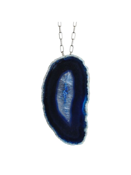 Steuer Modeschmuck Pendant with chain Achat-Anhänger blau oval - Image 4