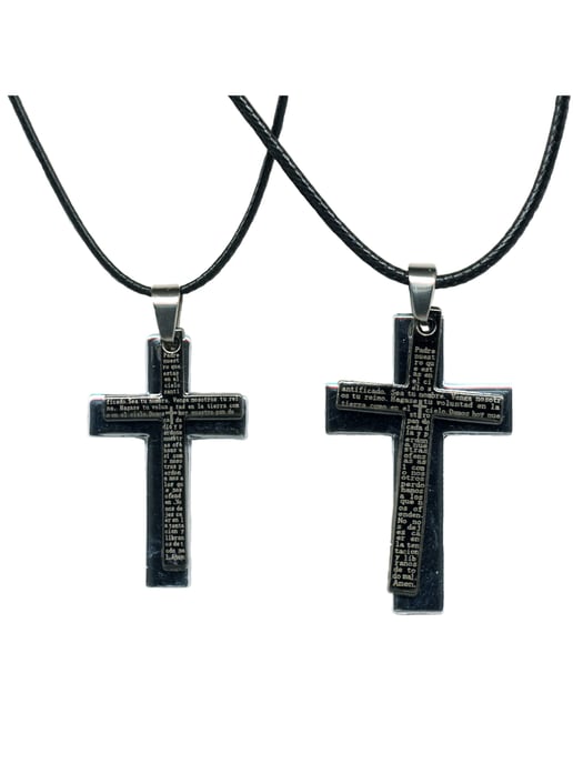 Steuer Modeschmuck Jewellery set Set friendship necklace/partner necklace cross black/silver-coloured - Image 1