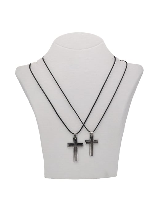 Steuer Modeschmuck Jewellery set Set friendship necklace/partner necklace cross black/silver-coloured - Image 2