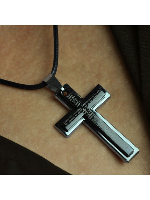 Steuer Modeschmuck Jewellery set Set friendship necklace/partner necklace cross black/silver-coloured - Image 3