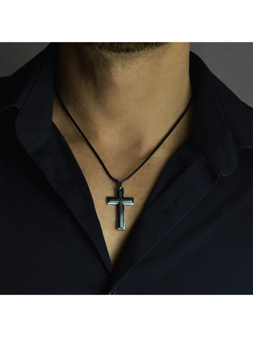 Steuer Modeschmuck Jewellery set Set friendship necklace/partner necklace cross black/silver-coloured - Image 5
