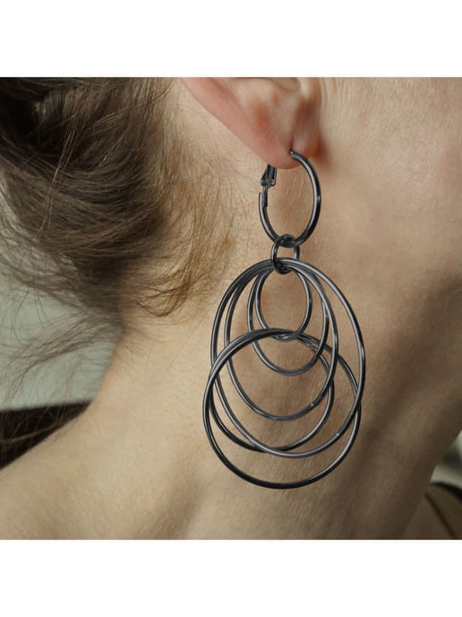 Steuer Modeschmuck Earrings Shiny blackened metal - Image 2
