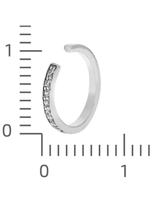 Zeeme Basic Ear clip Silver 925 rhodium-plated with 11x white zirconia - Image 2