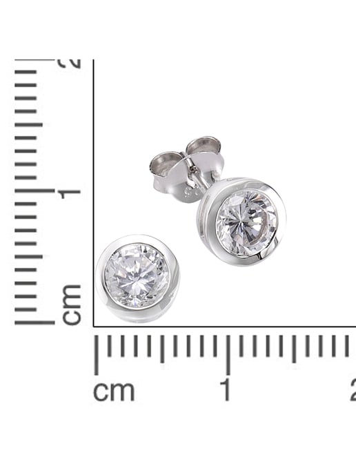 Zeeme Basic Earrings Silver 925 rhodium-plated with white zirconia stones - Image 2