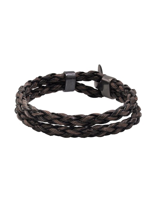 Steuer Modeschmuck Bracelet Brown braided imitation leather - Image 1