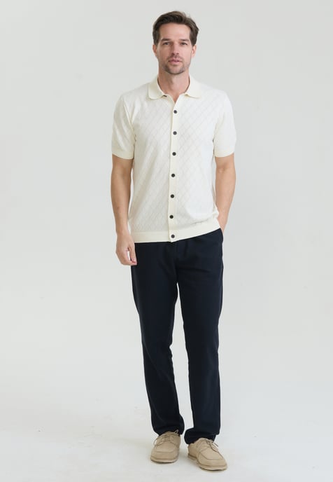 Shirt Short Sleeve Buttoned Basic Knit Shirt - Image 2