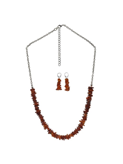 Steuer Modeschmuck Jewellery set Set of necklace and earrings amber brown - Image 1