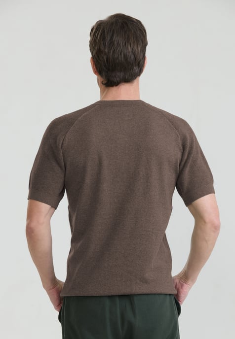 T-Shirt Basic Crew Neck Buttoned Knit T-Shirt - Image 3