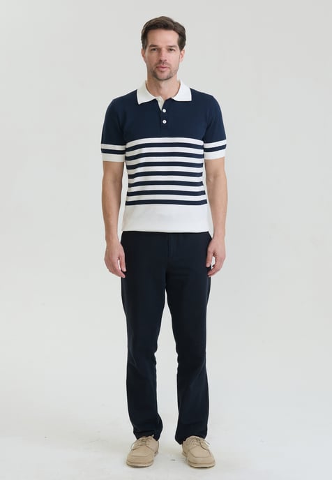 Polo Shirt Short Sleeve Striped Knit Polo Shirt Short Sleeve - Image 2