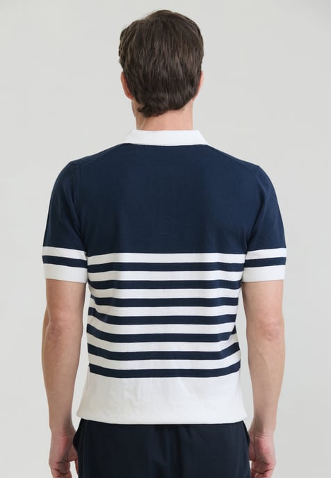 Polo Shirt Short Sleeve Striped Knit Polo Shirt Short Sleeve - Image 3