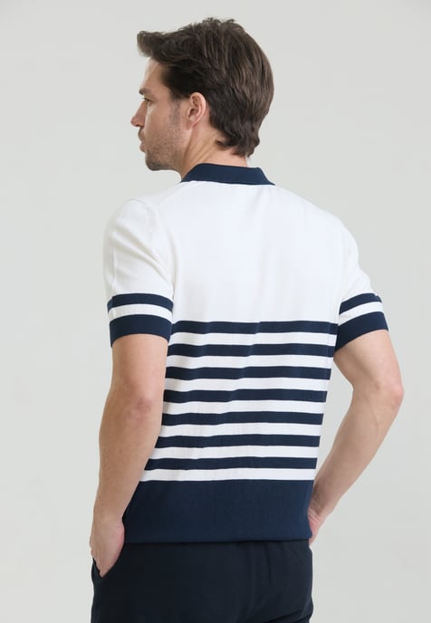 Polo Shirt Short Sleeve Striped Knit Polo Shirt Short Sleeve - Image 3