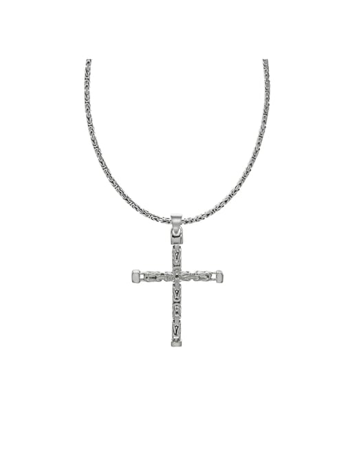 Zeeme Basic Necklace Silber 925 poliert mit Kreuz-Anhänger 55cm lang Königskette 2,2mm breit - Image 1