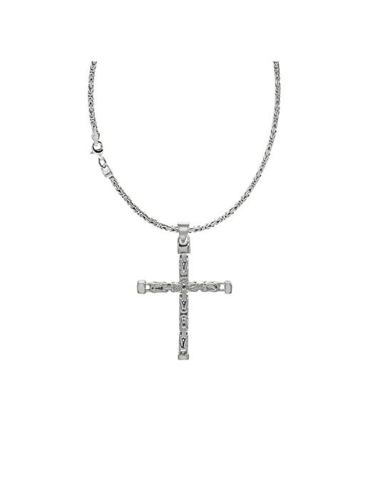 Zeeme Basic Necklace Silber 925 poliert mit Kreuz-Anhänger 55cm lang Königskette 2,2mm breit - Image 3