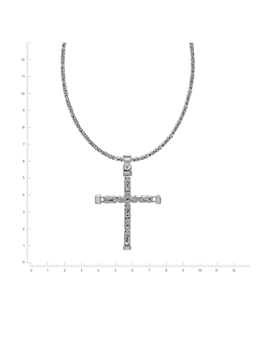 Zeeme Basic Necklace Silber 925 poliert mit Kreuz-Anhänger 55cm lang Königskette 2,2mm breit - Image 5