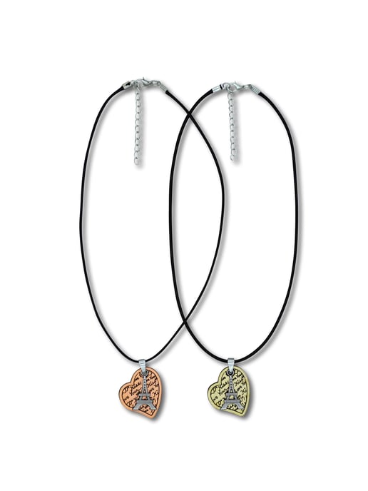 Steuer Modeschmuck Chain Friendship necklace made from 2 "Paris" hearts on a cord - Image 1