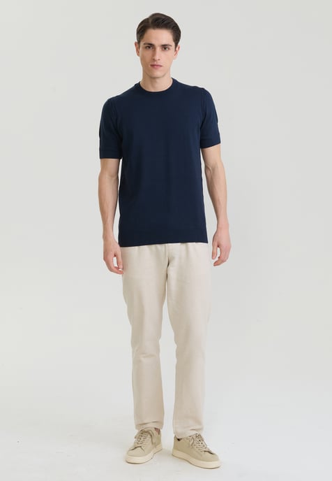 T-Shirt Basic Crew Neck Knit T-Shirt - Image 2