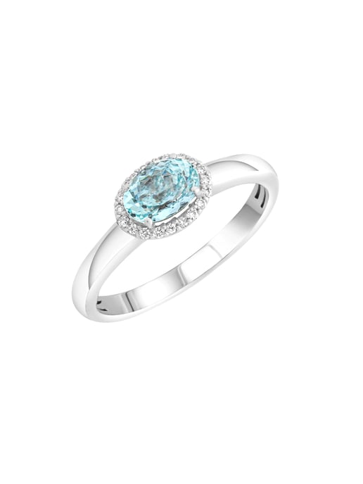 Diamonds by Ellen K. Ring White gold 585 with genuine aquamarine and 36 diamonds 0.09ct. - Image 3