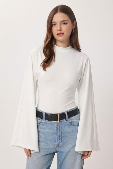 Crew Neck Long Sleeve Blouse - Image 1