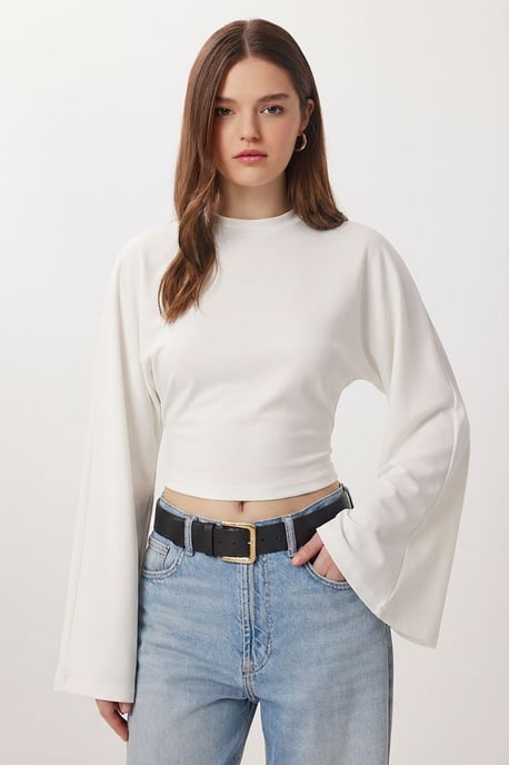 Crew Neck Long Sleeve Blouse - Image 3