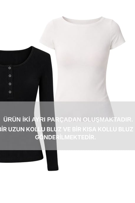 Slim Fit Ribbed Button-Up Long Sleeve Blouse - Image 6
