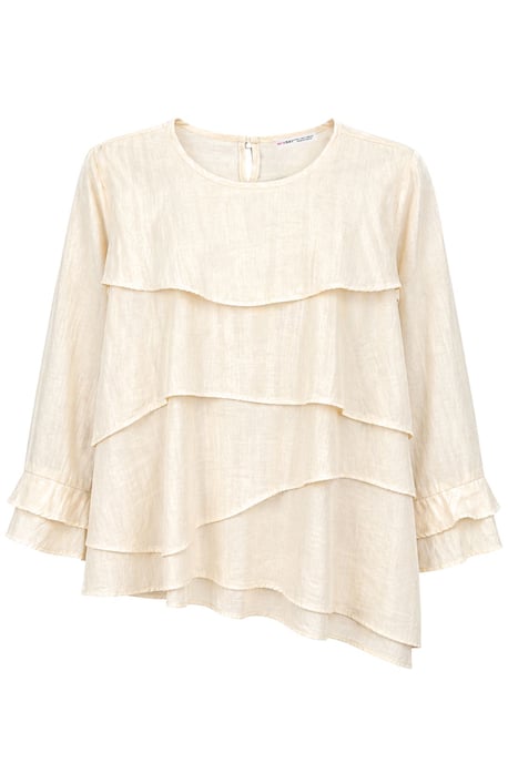 Rimpelige Lange Mouwen Crew Neck Blouse - Image 1