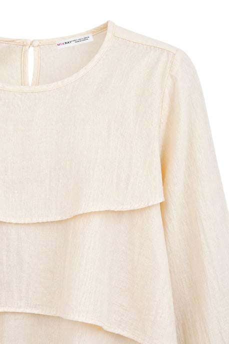 Rimpelige Lange Mouwen Crew Neck Blouse - Image 2