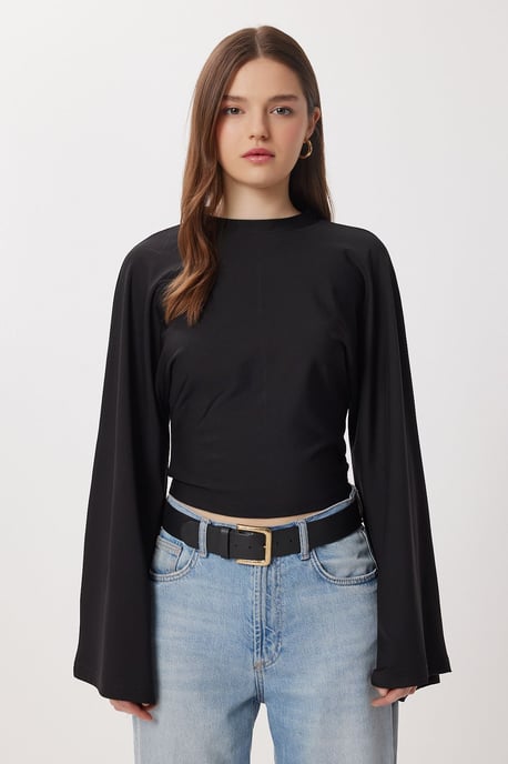 Crew Neck Long Sleeve Blouse - Image 3