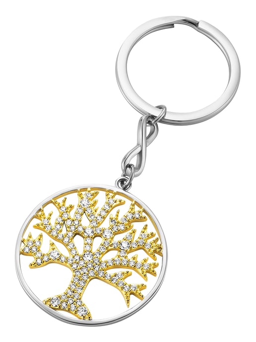 Julie Julsen Key fob Stainless steel gold-plated tree of life zirconia - Image 1
