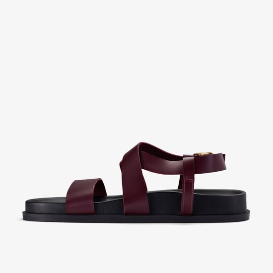 Zarlea Strap Burgundy Leather Sandals - Image 2