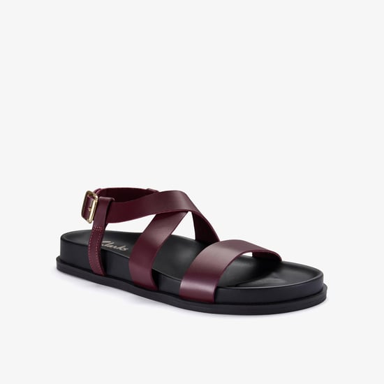 Zarlea Strap Burgundy Leather Sandals - Image 3
