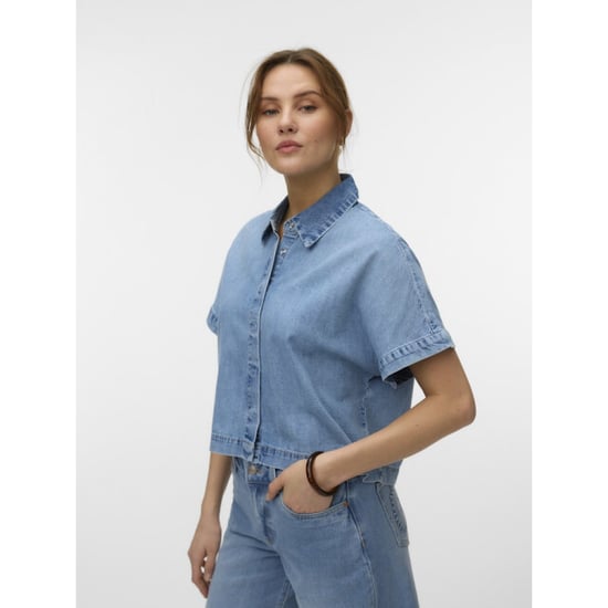 Vero Moda vmingeborg ss denim shirt mix 10344715 light blue denim - Image 4