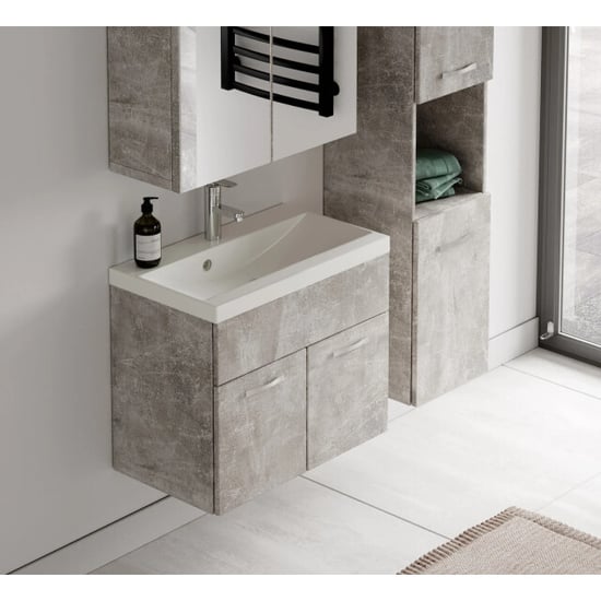 Badplaats Badkamermeubel montreal 60 x 35 cm – beton grijs – wastafel met - Image 2
