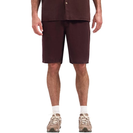 No Excess Short chino with linen, garment dye dark brown - Image 4