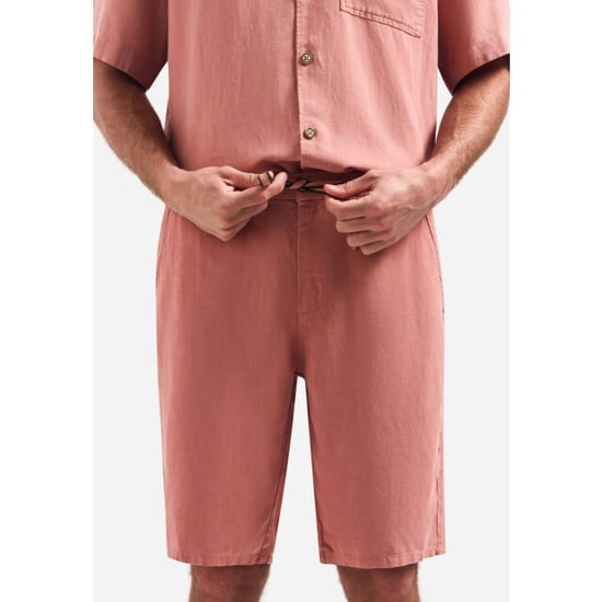 No Excess Short chino with linen, garment dye coral - Image 4