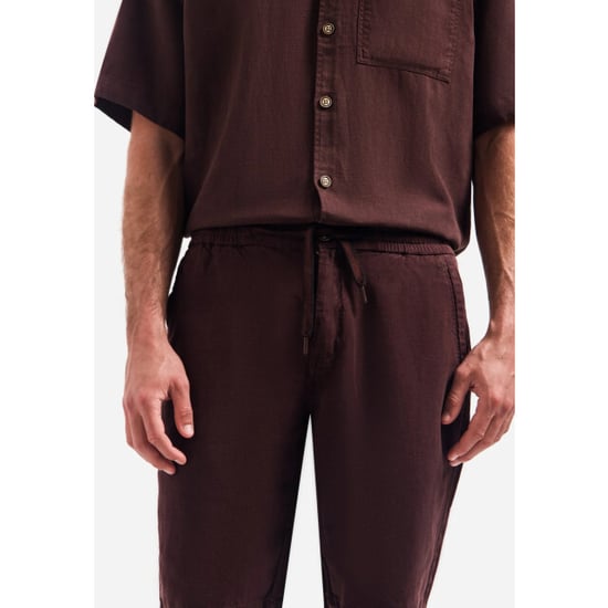 No Excess Short chino with linen, garment dye dark brown - Image 5