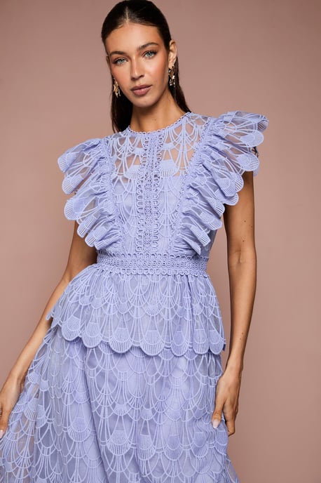 Scallop Organza Frill Midi Dress - Image 2