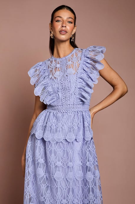 Scallop Organza Frill Midi Dress - Image 4