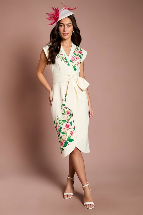 Lisa Tan Wrap Waist Tailored Midi Dress - Image 1