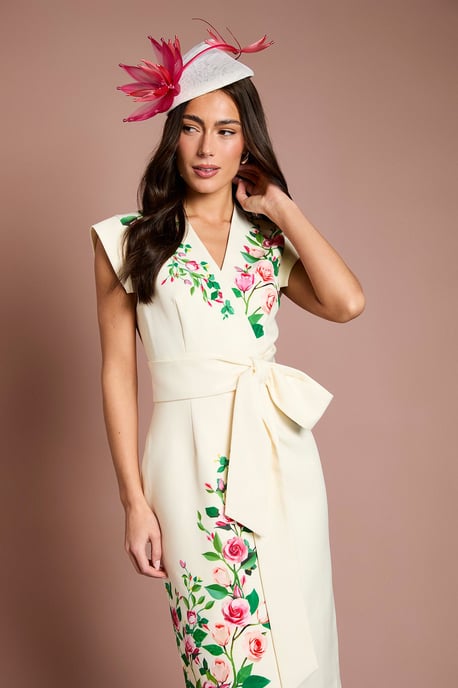 Lisa Tan Wrap Waist Tailored Midi Dress - Image 2