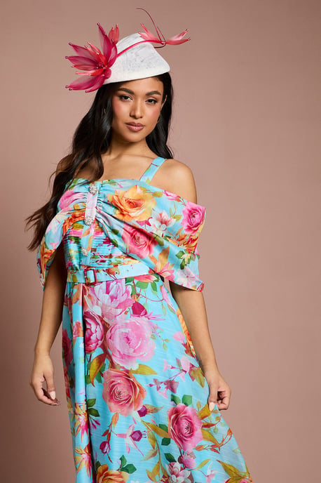 Petite Lisa Tan Bardot Full Skirt Midi Dress - Image 2