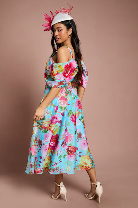 Petite Lisa Tan Bardot Full Skirt Midi Dress - Image 3