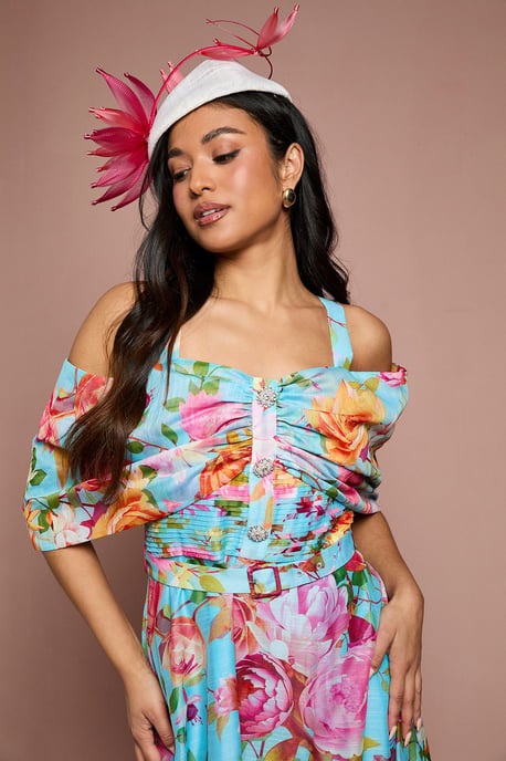 Petite Lisa Tan Bardot Full Skirt Midi Dress - Image 4