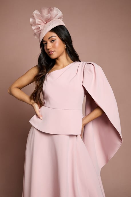 Petite Lisa Tan Shoulder Crepe Midi Dress - Image 2