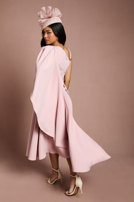 Petite Lisa Tan Shoulder Crepe Midi Dress - Image 3