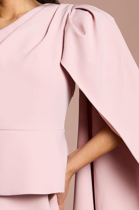 Petite Lisa Tan Shoulder Crepe Midi Dress - Image 4