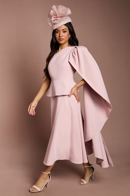 Petite Lisa Tan Shoulder Crepe Midi Dress - Image 5