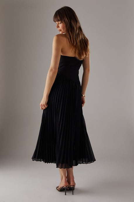 Bandeau Bodice Pleated Chiffon Midi Dress - Image 3