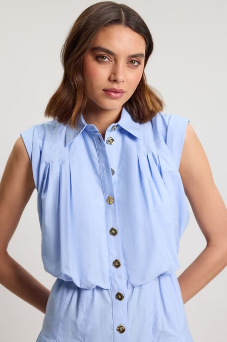 Cotton Poplin Button Up Midi Dress - Image 2