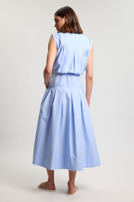 Cotton Poplin Button Up Midi Dress - Image 3