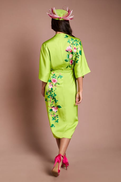 Lisa Tan Printed Kimono Crepe Midi Dress - Image 3